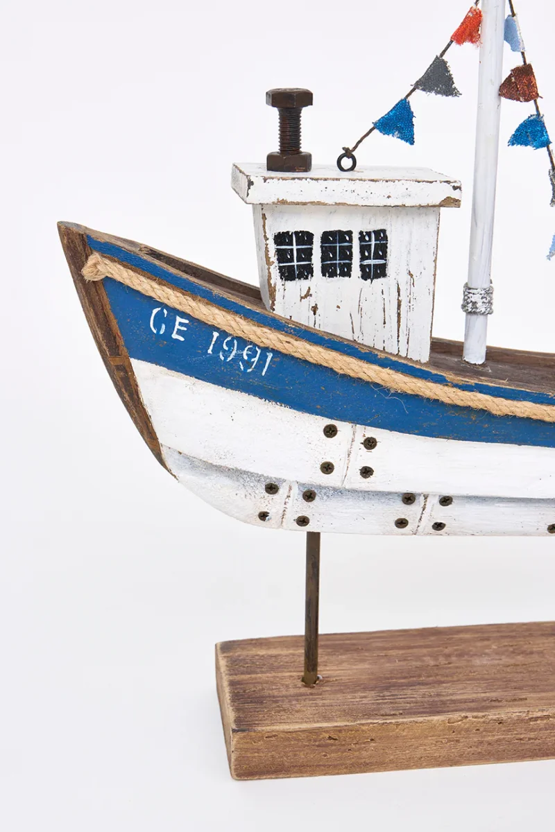 Barco decorativo de madera con base – Image 3