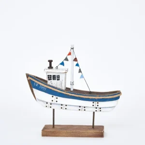 Barco decorativo de madera con base