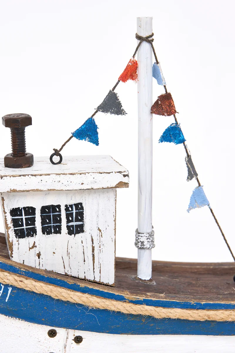 Barco decorativo de madera con base – Image 4