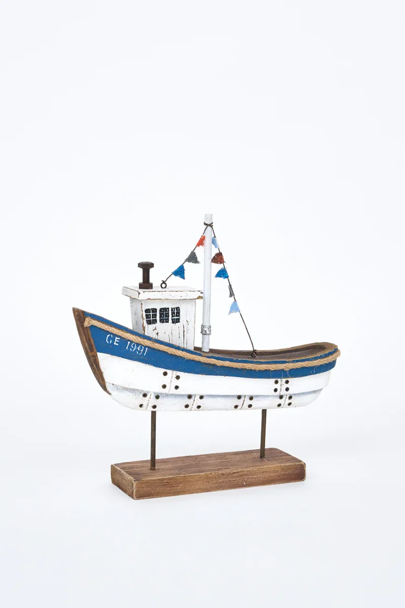 Barco decorativo de madera con base – Image 5