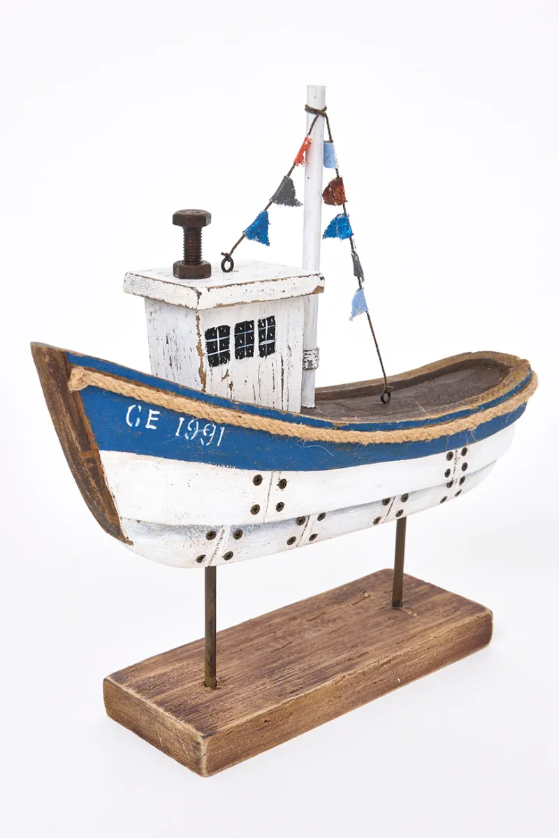 Barco decorativo de madera con base – Image 6