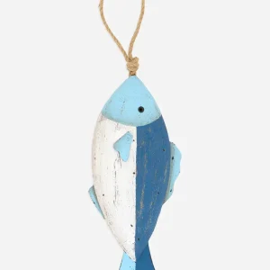 Colgante con forma de pez en madera envejecida
