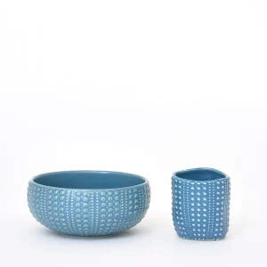 Taza de cerámica con textura de erizo de mar