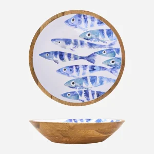 Bol mediano de madera banco de peces