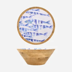 Bol pequeño de madera banco de peces