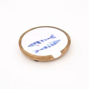 Posacuchara de madera esmaltada con peces