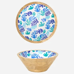 Bol de madera con un coral pintado en el interior