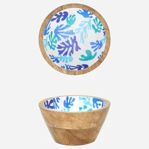 Bol pequeño de madera con un coral pintado en el interior