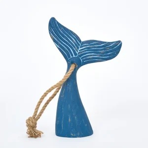 Tope de puerta grande de madera con forma de cola de ballena