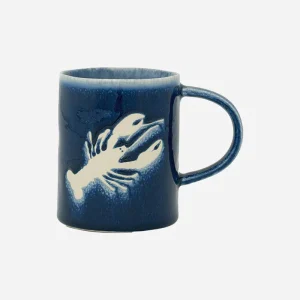 Taza de gres langosta marino con langosta