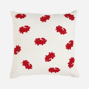 Cojín de algodón con cangrejos bordados