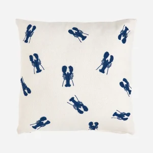 Cojín de algodón con langostas bordadas
