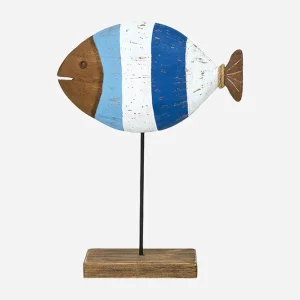 Pez decorativo de madera con base, pequeño