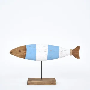 Pez decorativo de madera con base, grande
