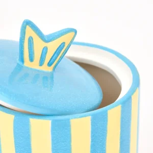 Caja redonda a rayas con tapa