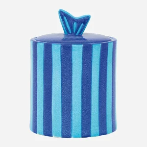 Caja redonda a rayas con tapa