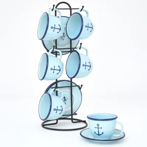 Set de 6 tazas con platillos de estilo vintage