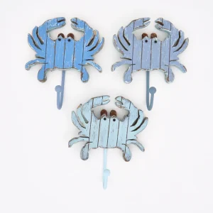 Set de 3 colgadores de madera con forma de cangrejo