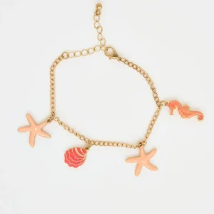Pulsera dorada de acero inoxidable con motivos marinos