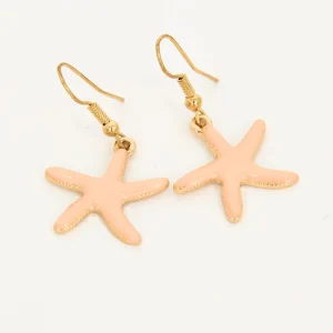 Pendientes de acero inoxidable con estrella de mar y perla