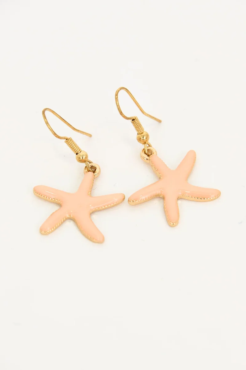 Pendientes de acero inoxidable con estrella de mar y perla