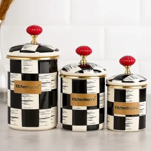 ACAR LOT DE 3 POTS DE CONSERVATION EN EMAIL DAMIER