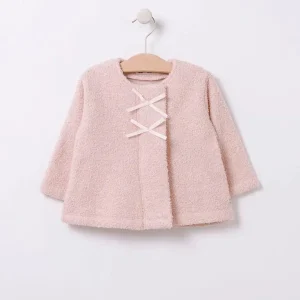 Chaqueta de polar rizado con detalle de lazo