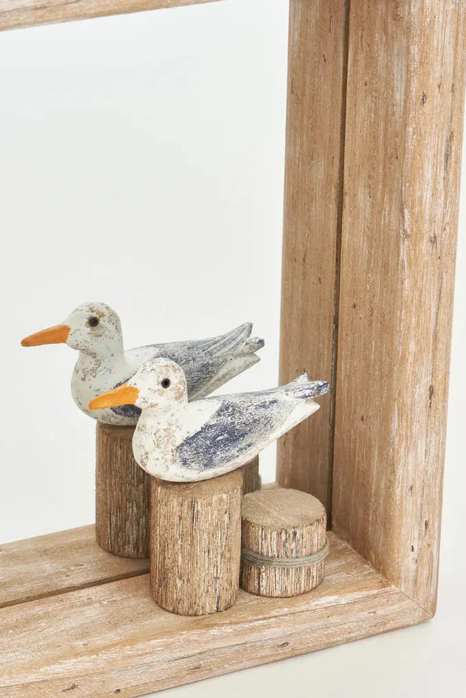 Espejo cuadrado con pájaro sobre tronco – Image 3