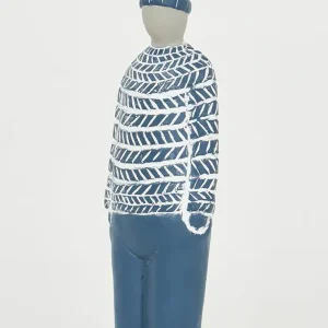 Figura de cemento marinero pintada de azul
