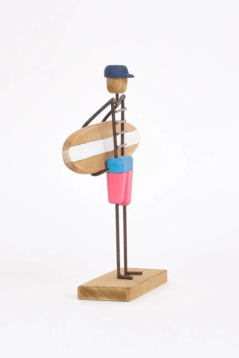 Figura de surfero de metal y madera – Image 2