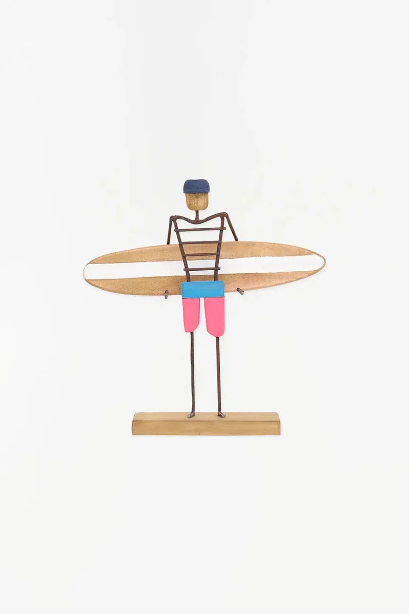 Figura de surfero de metal y madera – Image 5