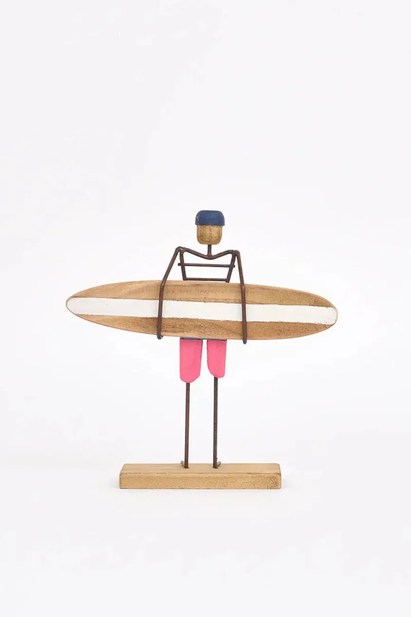 Figura de surfero de metal y madera – Image 6