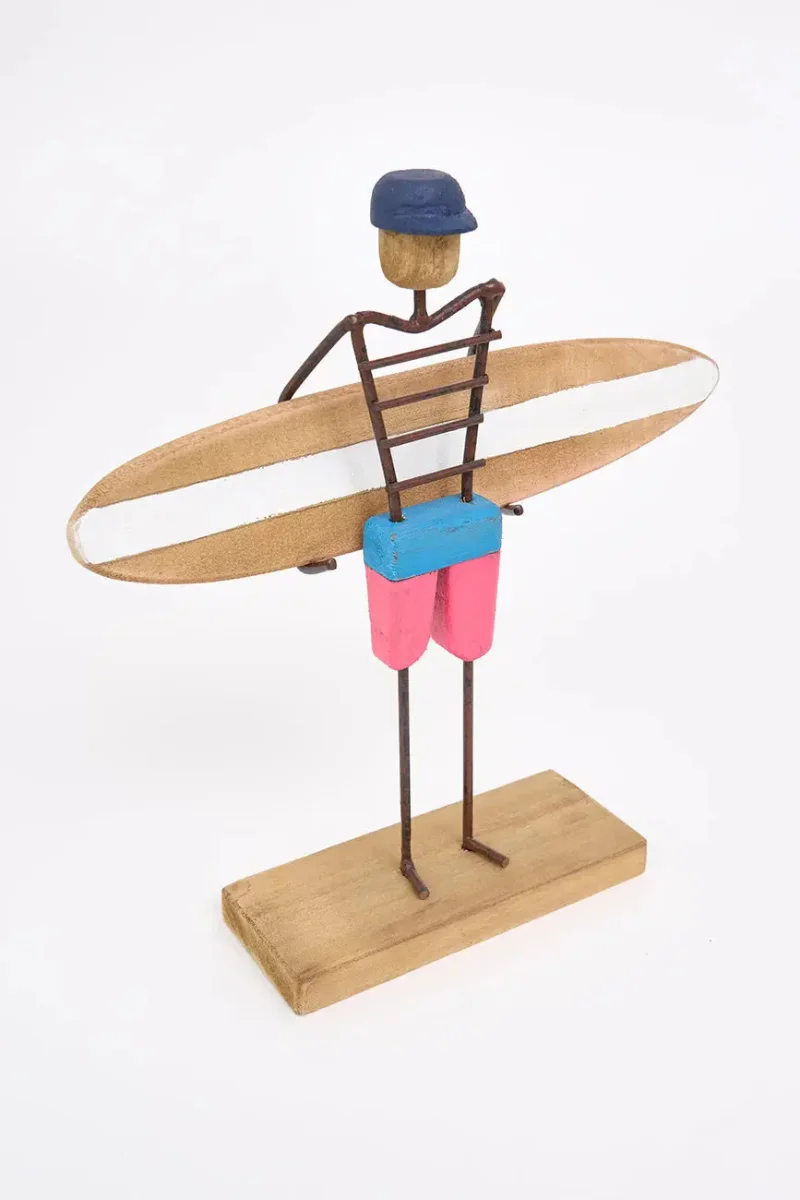 Figura de surfero de metal y madera – Image 8
