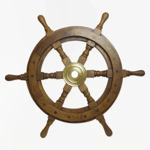 Timón de madera y latón 110 cm - D664