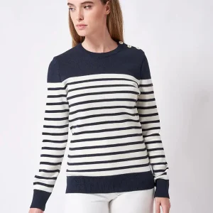 Jersey de lana cuello redondo y cenefa