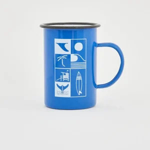 Mug grande con ambiente surfero en metal
