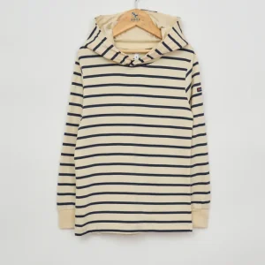 Camiseta a rayas manga larga y capucha