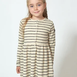 Vestido textura jersey de manga larga a rayas