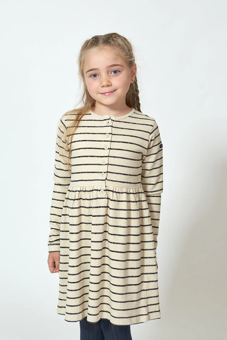 Vestido textura jersey de manga larga a rayas – Image 2