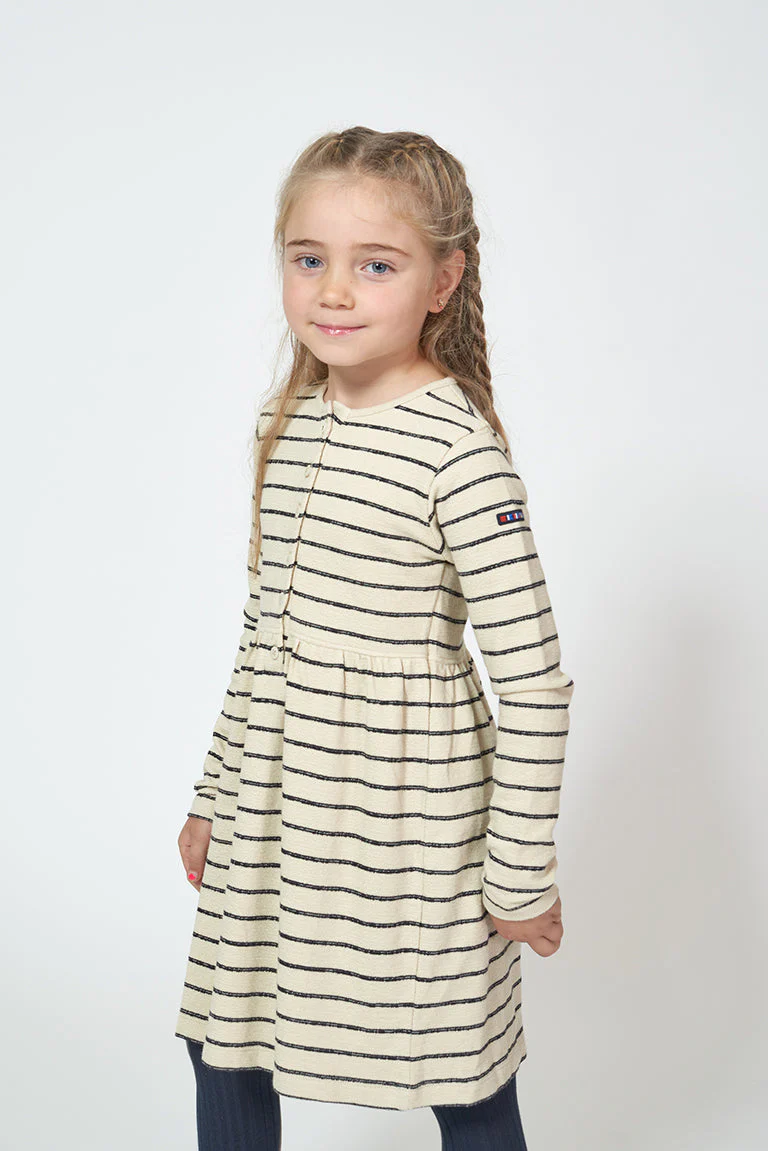 Vestido textura jersey de manga larga a rayas – Image 3