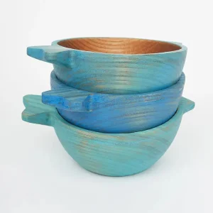Set de tres cuencos de madera pez