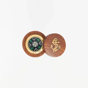 Brújula madera y latón - D976