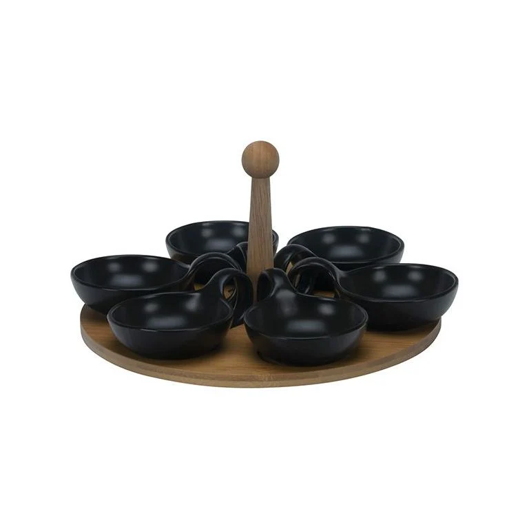 BRICARD PLATEAU A APERITIF TOURNANT NOIR 7 PIECES – Image 3