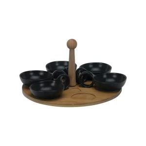 BRICARD PLATEAU A APERITIF TOURNANT NOIR 7 PIECES