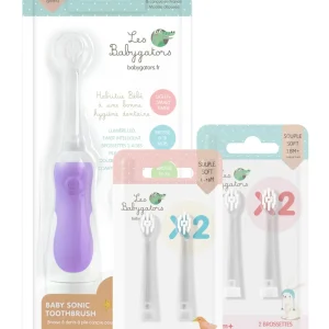 Pack cadeau Bébé : Brosse à dents sonique + 2 Packs de brossettes