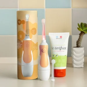 Pack Mon Premier Rituel de Soin, Mandarine : Brosse à dents sonique bébé + Dentifrice bio sans nano