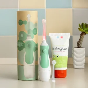Pack Mon Premier Rituel de Soin, Sauge : Brosse à dents sonique bébé + Dentifrice bio sans nano