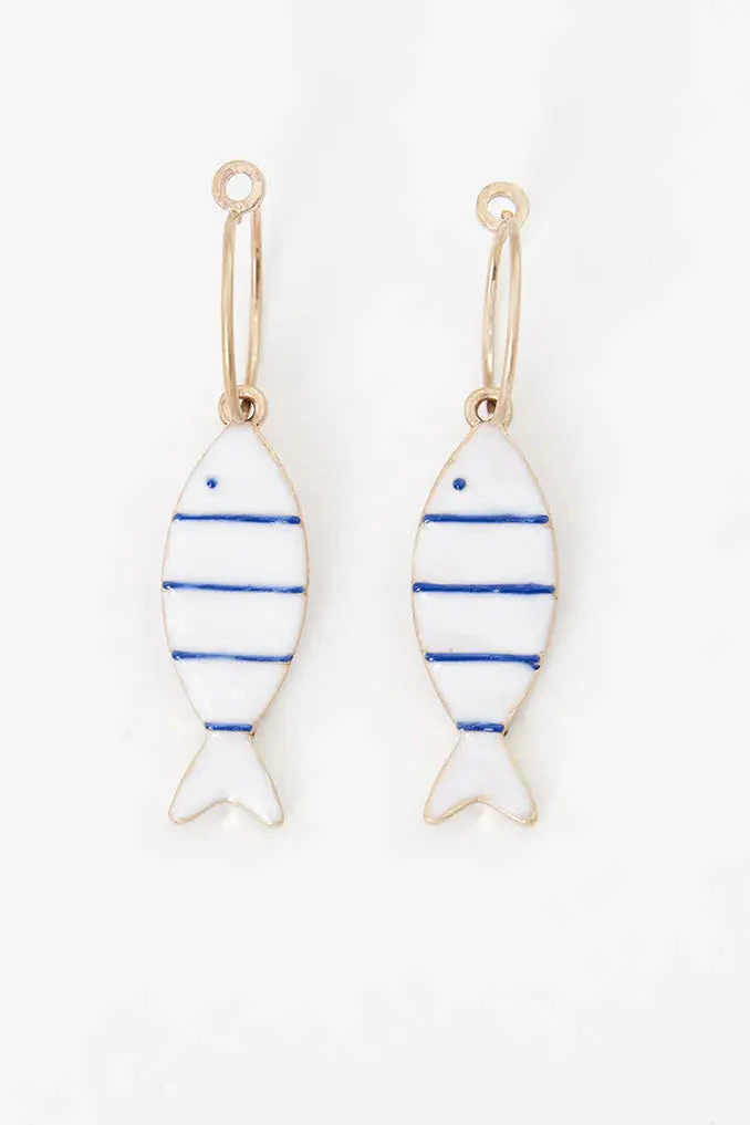 Pendientes en forma de pez a rayas azules – Image 3