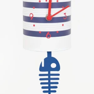 Pequeño reloj bote de conservas a rayas