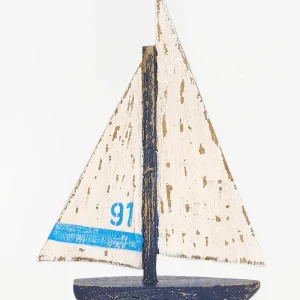Pequeño velero decorativo en madera envejecida 91